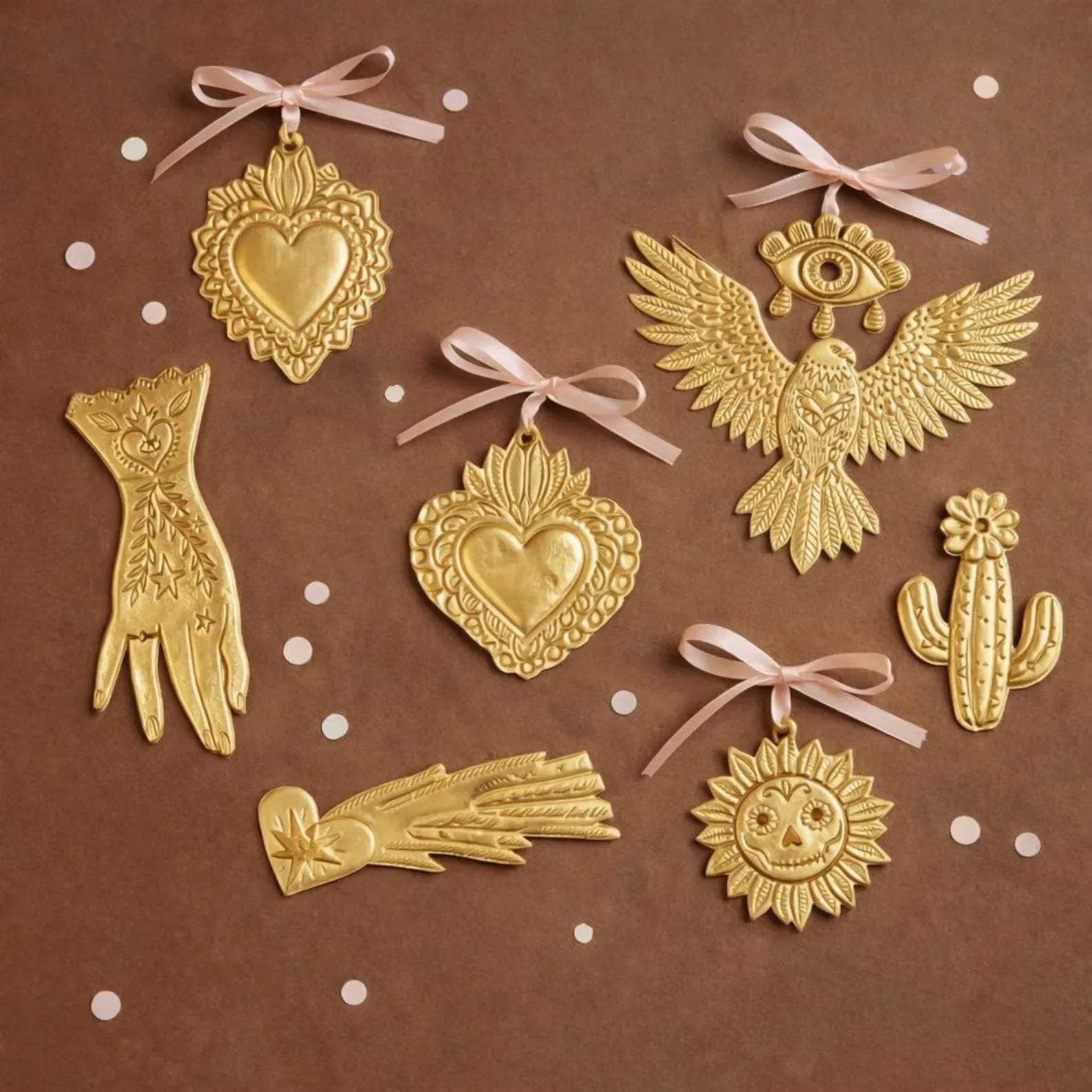 Mexican Folk Art Sacred Heart & Eagle Line Tin Ornament Tracing Set - DIY Foil Embossing Kit for Crafts Peaceful Pleasures Health and Wellness
