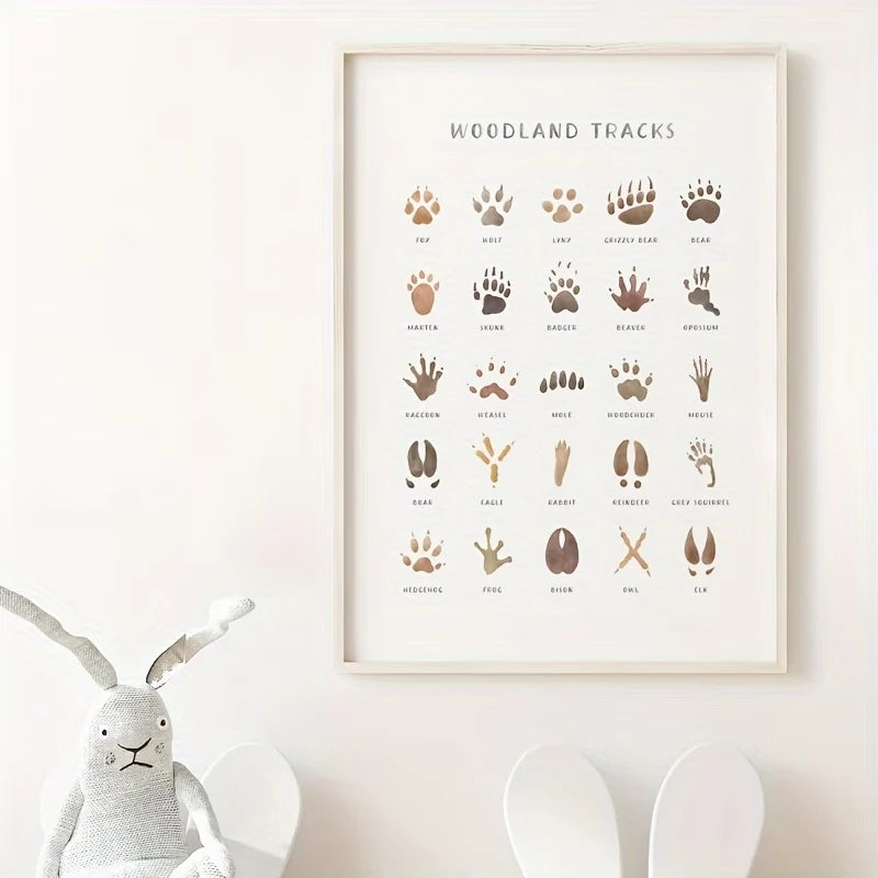 Animal Footprint Canvas Wall Art Print | Modern Home Decor
