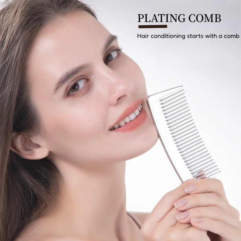 Vintage Electroplated Wide Tooth Comb, Portable Height Fixed Hair Styling Tool, Ideal for Travel, Durable & Easy Grip Design Peaceful Pleasures Health and Wellness