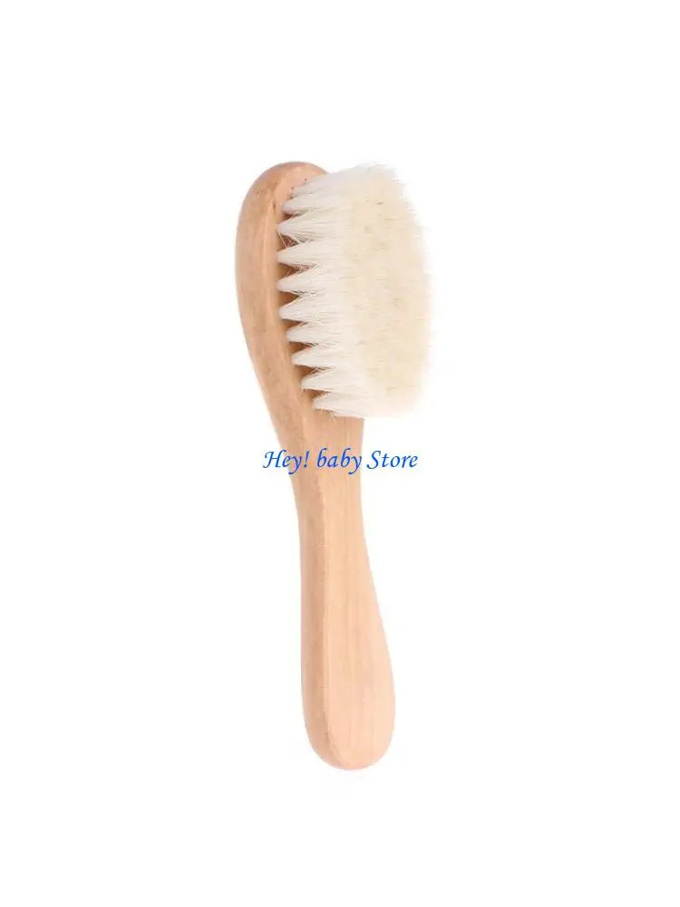 Wooden Handle Goat Hair Baby Brush & Comb – Newborn Scalp Massager