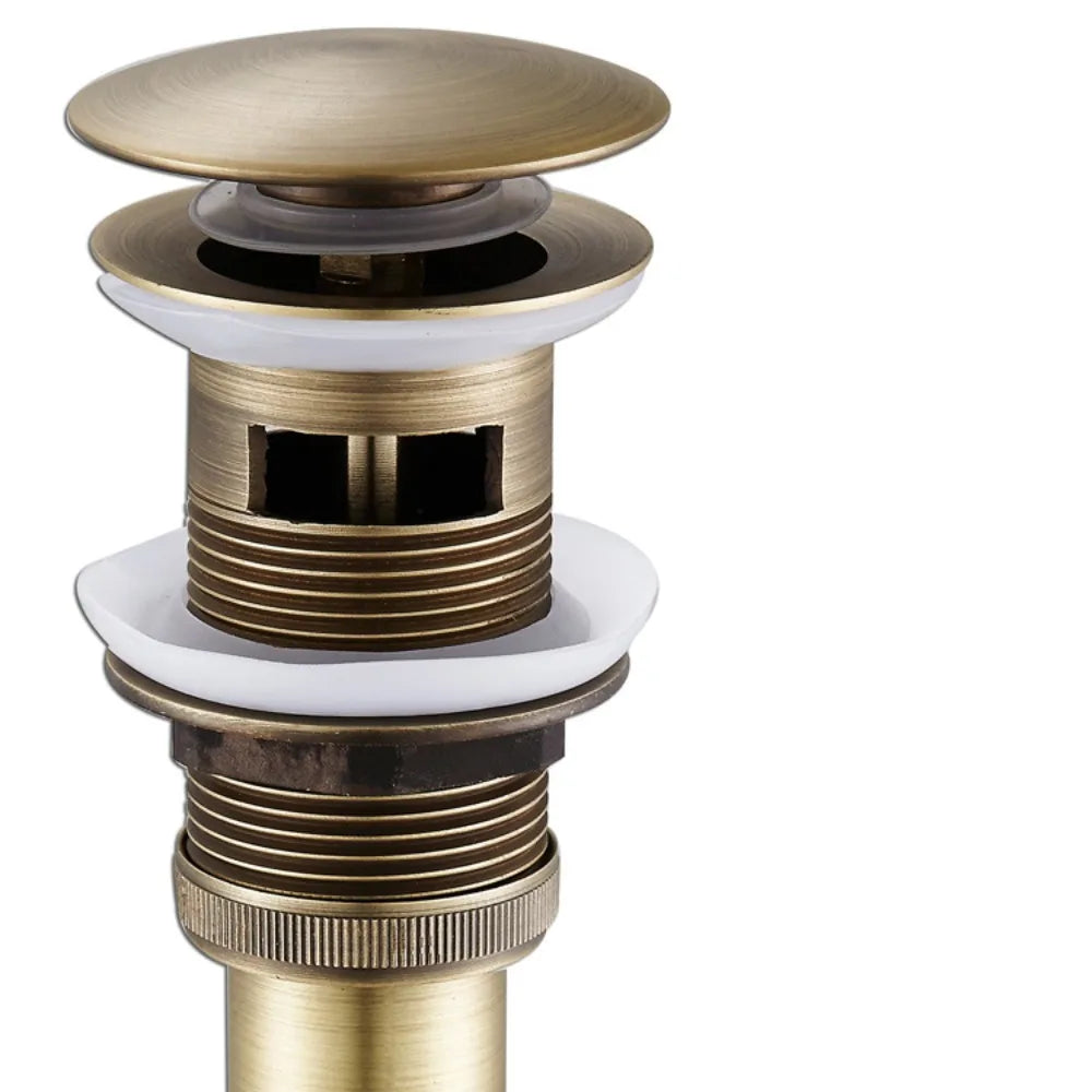 Brass Round Bottle P-Trap 1-1/4" with Pop-Up Drain – Antique Kit