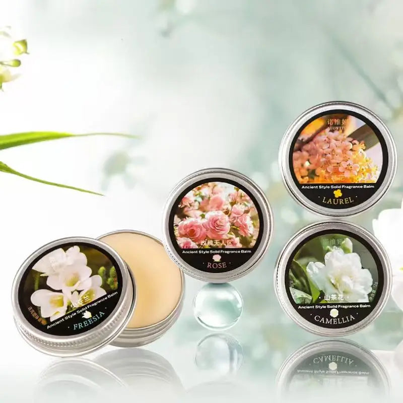 4-Pack Solid Perfume Set – Rose, Osmanthus, Camellia & Freesia