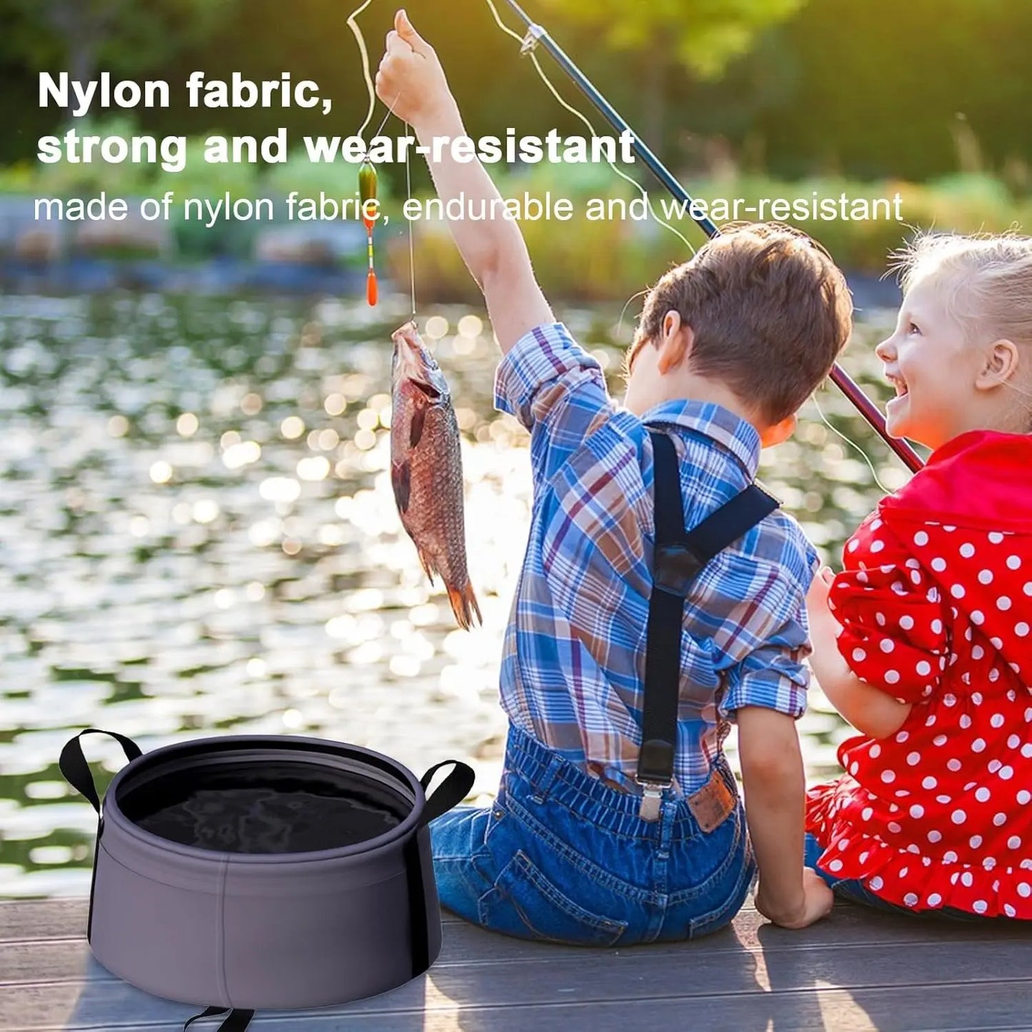 Folding Bucket, Water Container, 8.5l Waterproof Folding Basin, Space-Saving Utility Tub for Gardening, Camping Peaceful Pleasures Health and Wellness