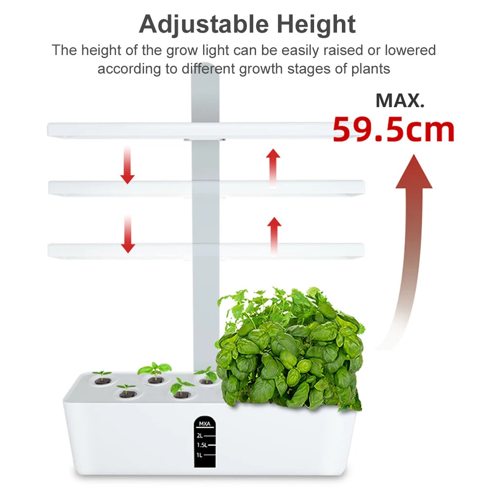 9-Pod Indoor Hydroponics Growing System | 15W LED Grow Light Kit