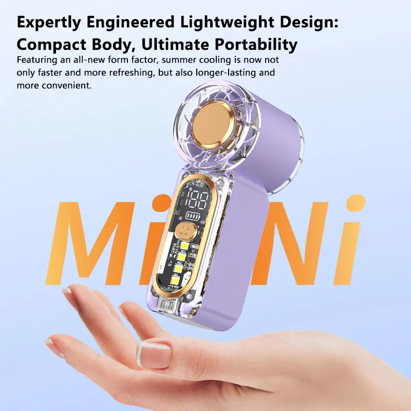 High Speed Small Fan USB Rechargeable Portable Handheld Strong Wind Pocket Fan Violent Air Cannon High Speed Turbo Fan Peaceful Pleasures Health and Wellness