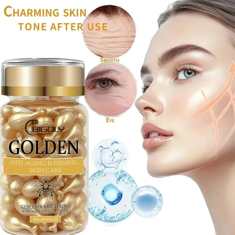 Retinol & Collagen Face Serum Capsules – 90ct Anti-Aging