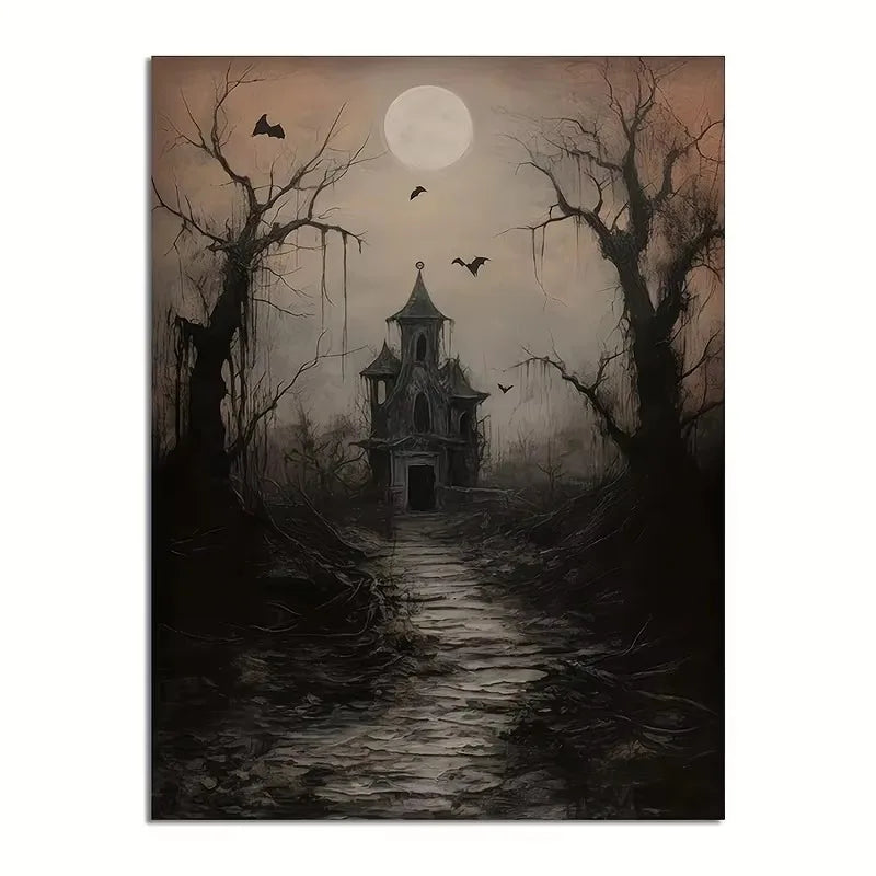 Vintage Halloween Black Crow Lamp Canvas Paintings Posters and Prints Wall Art Pictures for Living Room Wall Decoration Cuadros Peaceful Pleasures Health and Wellness