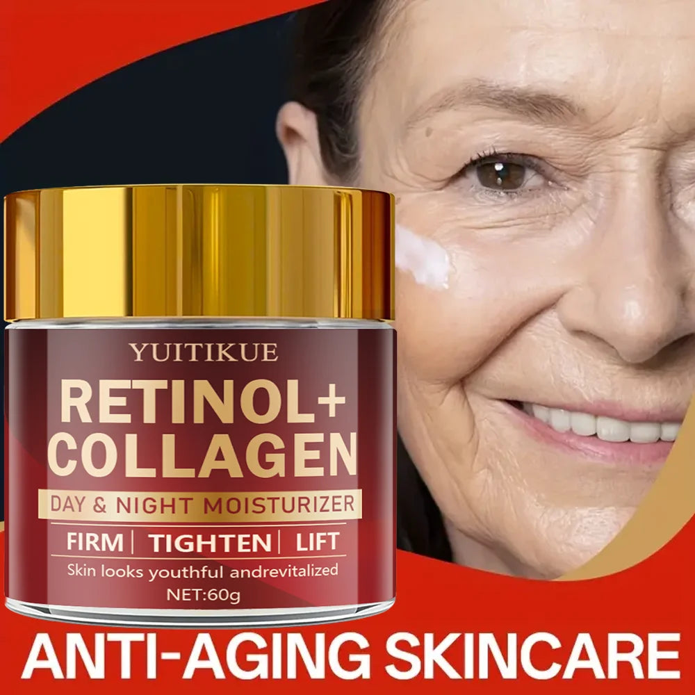 YUITIKUE Retinol Collagen Cream 60g - Day & Night Moisturizer, Firms & Lifts Skin, Reduces Wrinkles, Youthful Look, Fast Results Peaceful Pleasures Health and Wellness