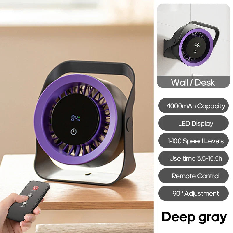 URGGU 4000mAh Portable Fan | 100 Speeds, Remote & Touch Screen