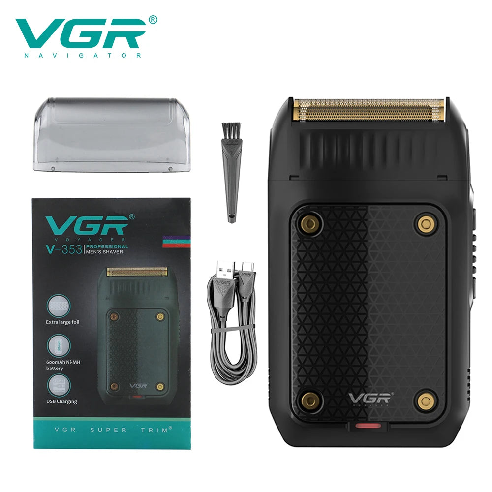 VGR 353 Beard Shaver Professional Hair Trimmer Electric Face Shaving Machine Men's USB Charging Safety Face Shaver for Men Peaceful Pleasures Health and Wellness 353 usb