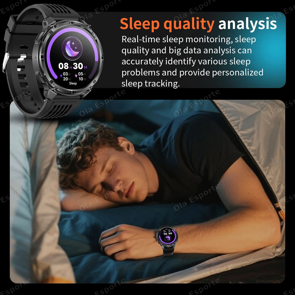 Rugged Military Smartwatch 1100mAh | Compass & Fitness Tracker