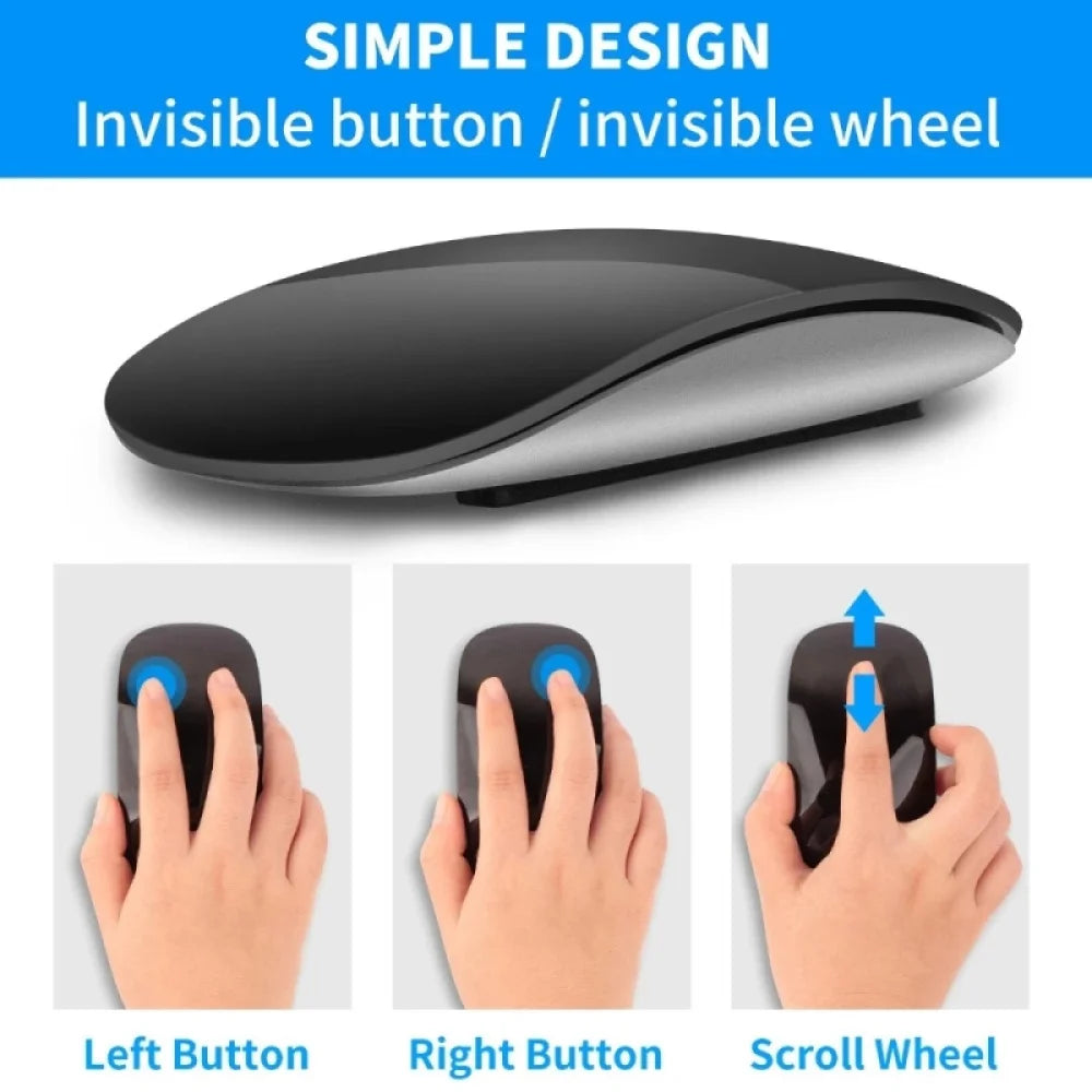 BLACK/WHITE Bluetooth 5.0 Wireless Mouse Silent Multi Arc Touch Mice Ultra-Thin Magic Mouse For Laptop Ipad Mac PC Macbook Peaceful Pleasures Health and Wellness