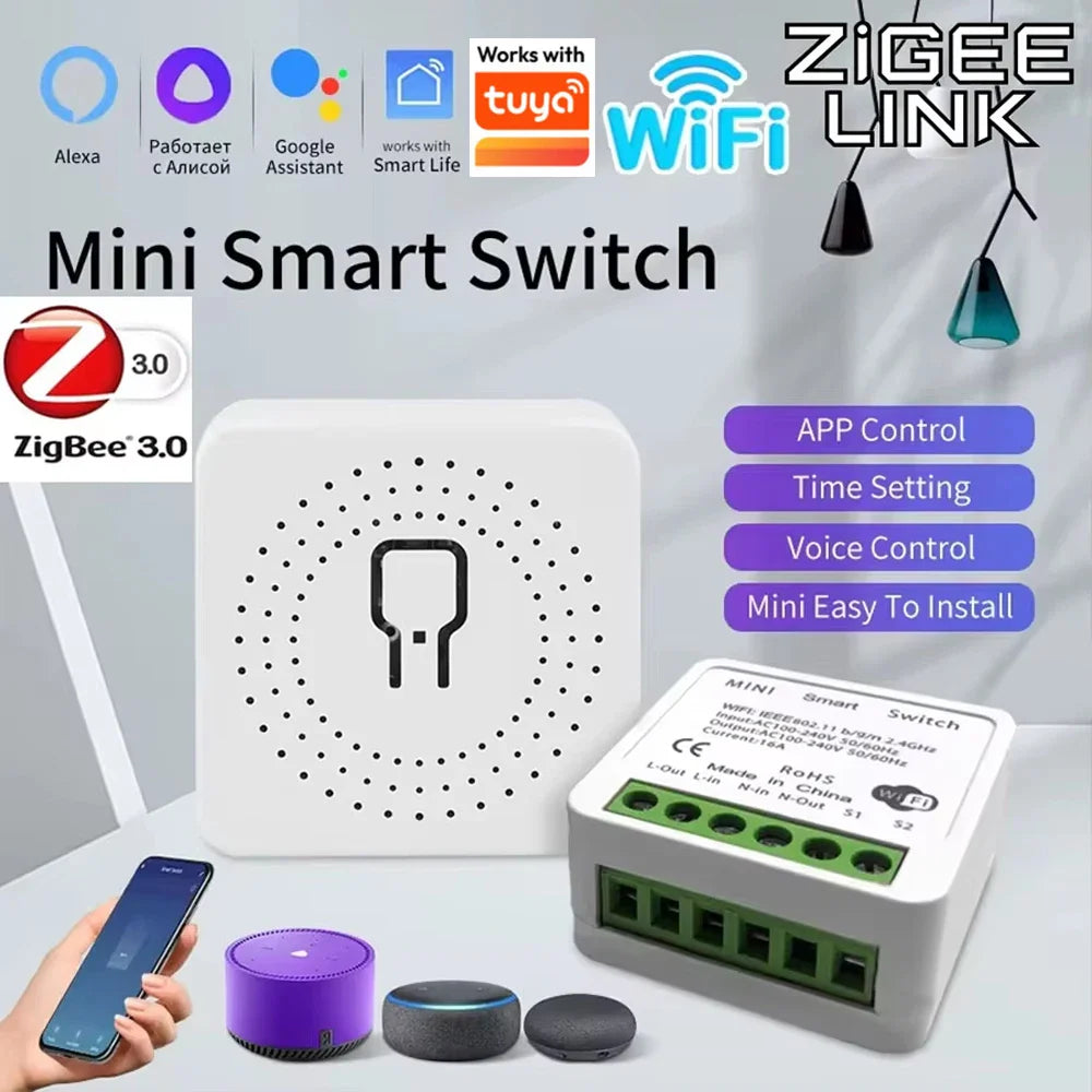 Smart WiFi/Zigbee 16A–20A Switch Module | Tuya & Alexa