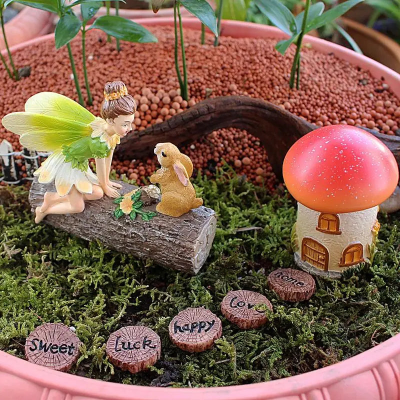 Miniature Fairy Garden Set – Figurines, Mushroom House & Décor