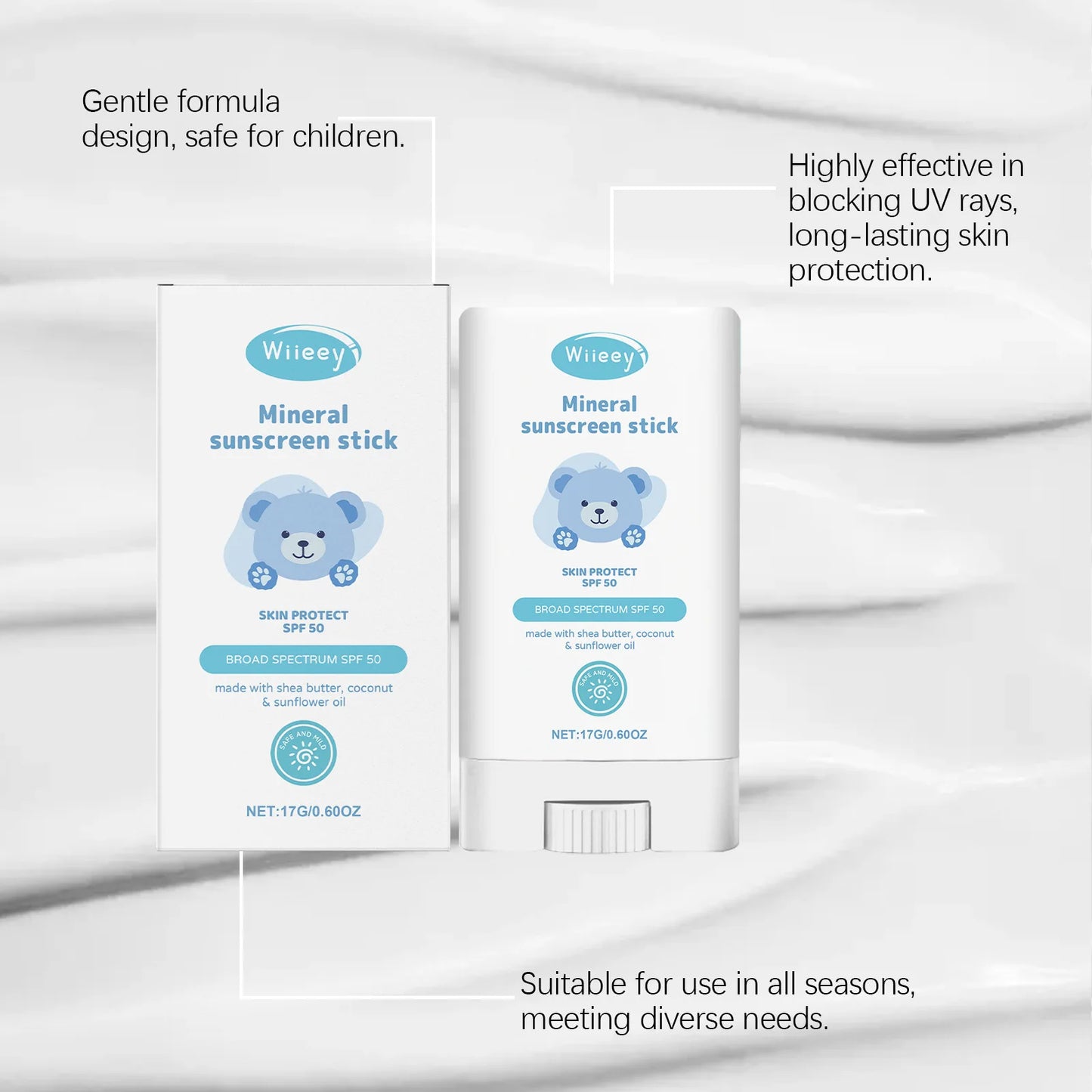 Children's Mild Sunscreen Stick Refreshing Not Irritating SPF 50+ Prevent UVA/UVB Sunburn Moisturize Children Nourish Sunscreen Peaceful Pleasures Health and Wellness