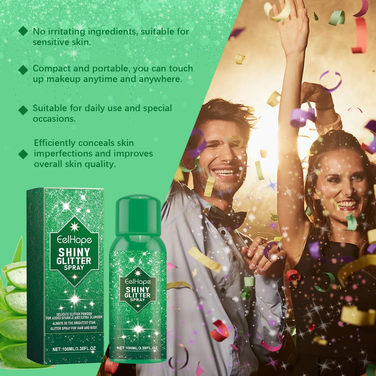 Eelhope Glitter Spray – Body, Face, Hair & Clothes Shimmer