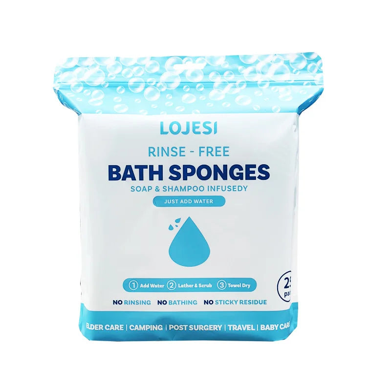 25-Pack No-Rinse Disposable Bath Wipes for Adults – Soap Infused