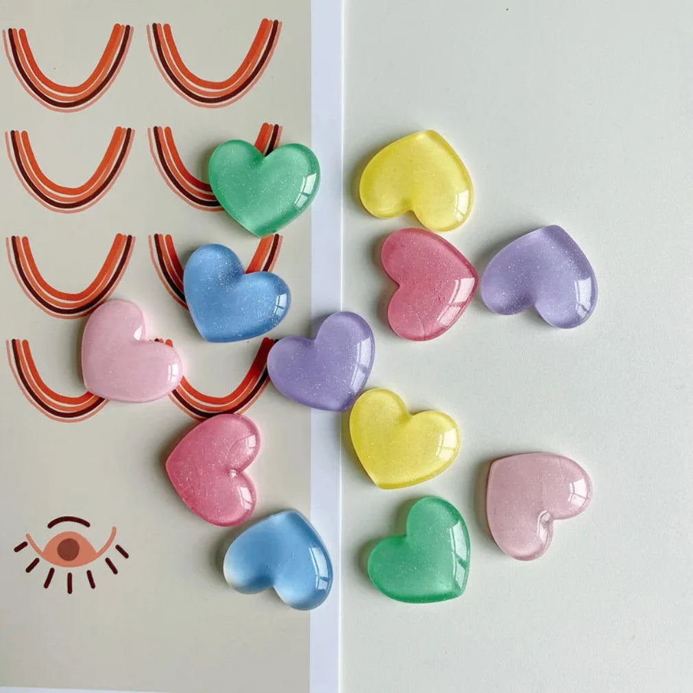 6-Pack Glitter Heart Fridge Magnets | Colorful Home Decor
