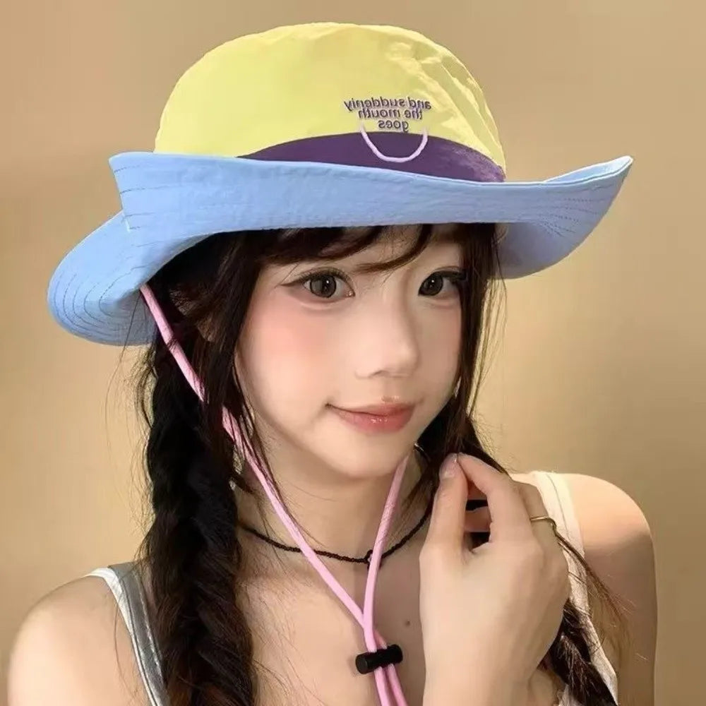 Retro Wide Brim Bucket Hat – Quick-Dry Lightweight Sun Hat