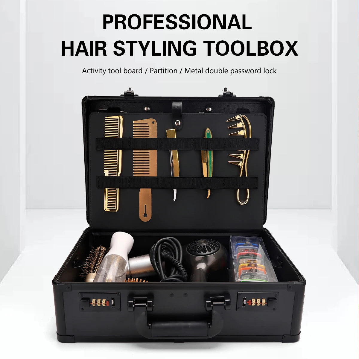 Professional Barber Supplies Case Salon Hairdressing Accessories With Password Atorage Case Carrying Multifunctional Travel Box Peaceful Pleasures Health and Wellness