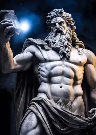 Zeus Greek God Black & White Abstract Canvas Wall Art Print