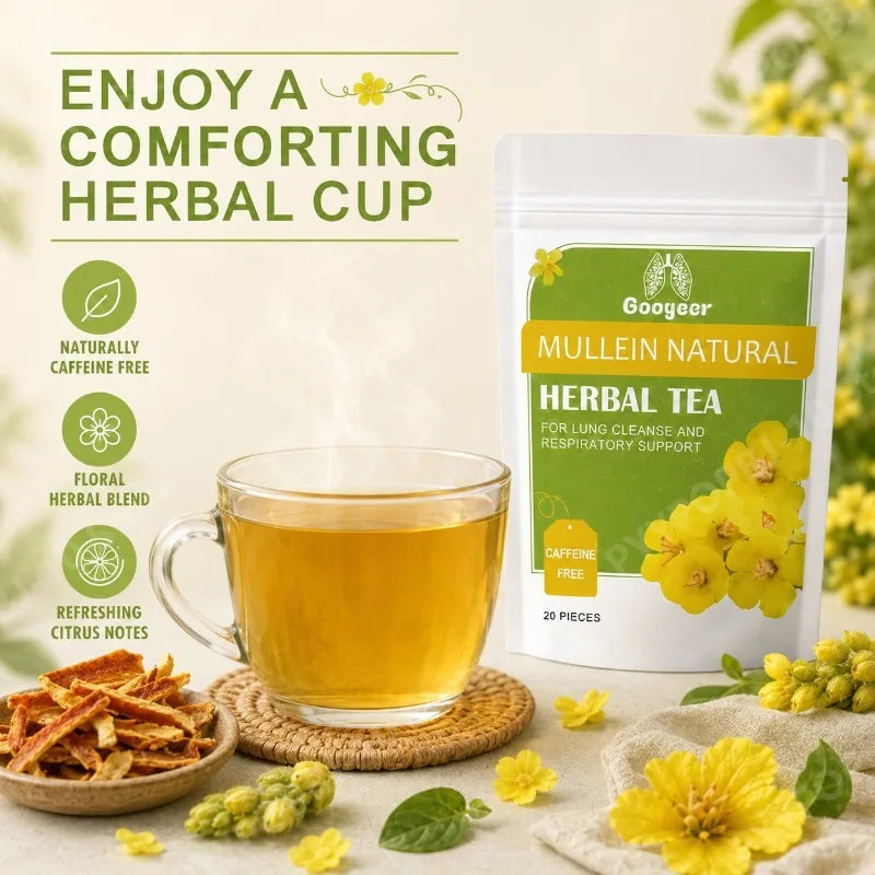 Mullein Herbal Tea – Caffeine-Free Citrus Floral Blend, 20 Bags