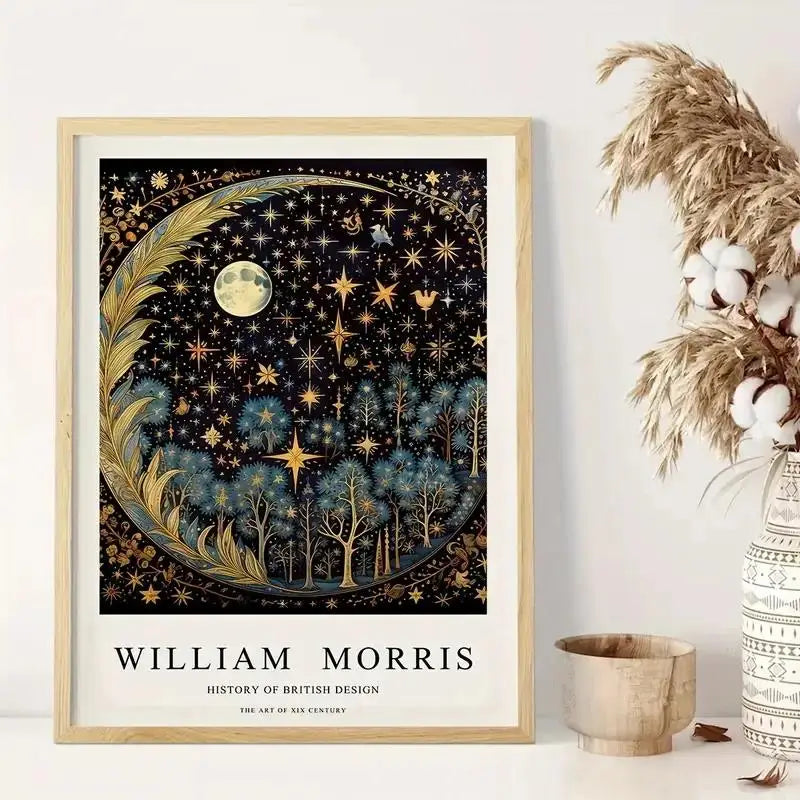 Moon Starry Sky Forest Canvas Wall Art Print | Home Decor