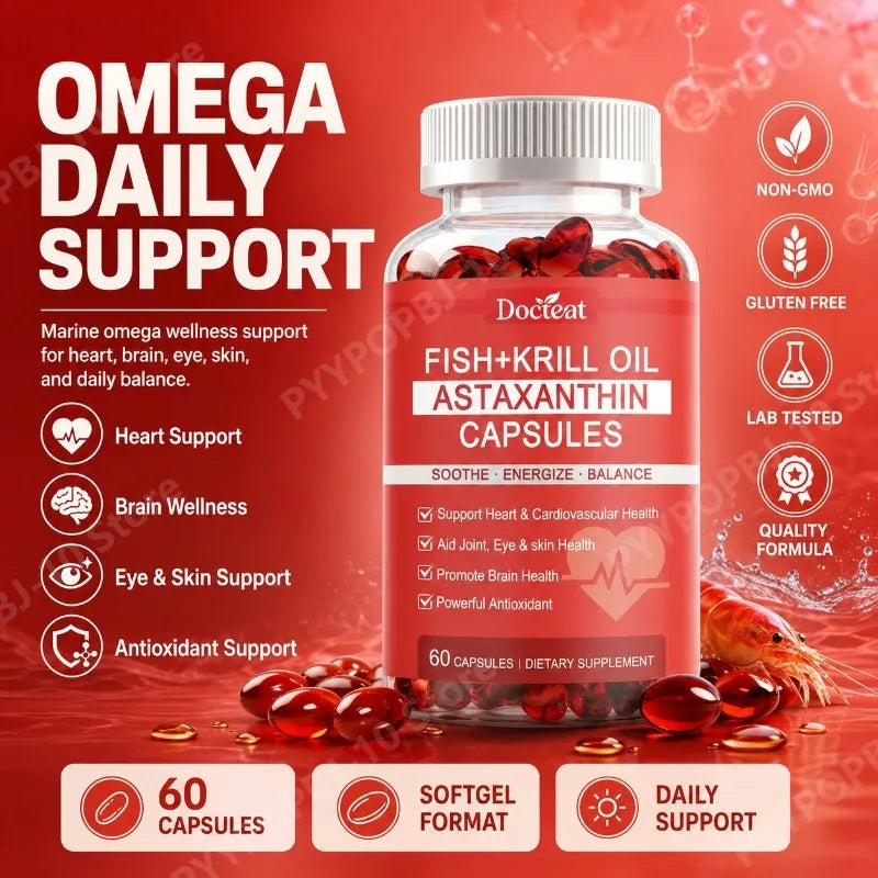 Krill Oil with Astaxanthin & Marine Omega-3 | 60 Softgels