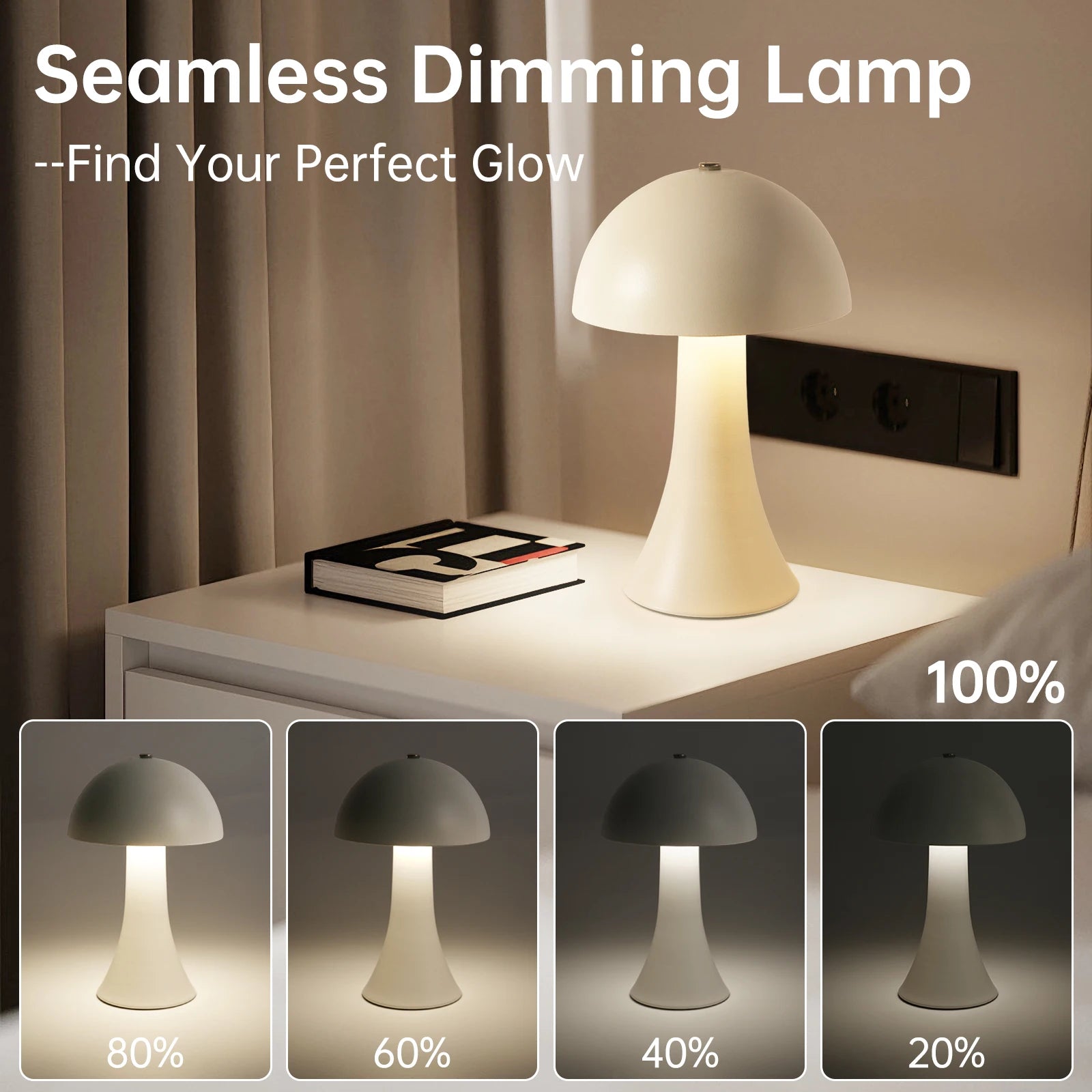Rechargeable New LED Table Lamp Retro Mushroom Touch Sensor Bedside Lamp For Home Bedroom Restaurant Bar Decor Light Peaceful Pleasures Health and Wellness