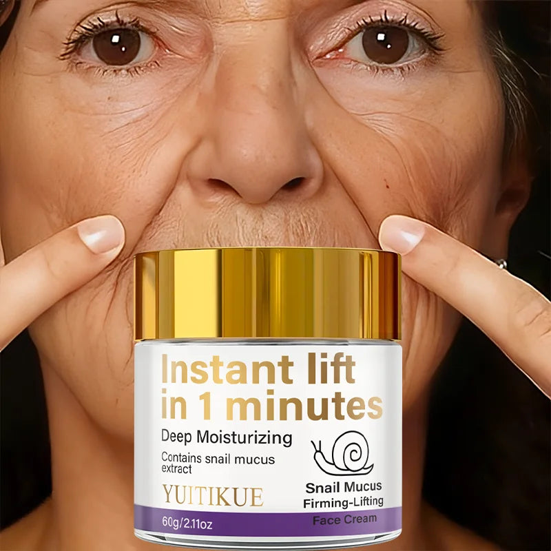 Snail Mucin Firming Cream instantly lifts within 1 minute, deeply moisturizes, and contains snail mucin extract Peaceful Pleasures Health and Wellness