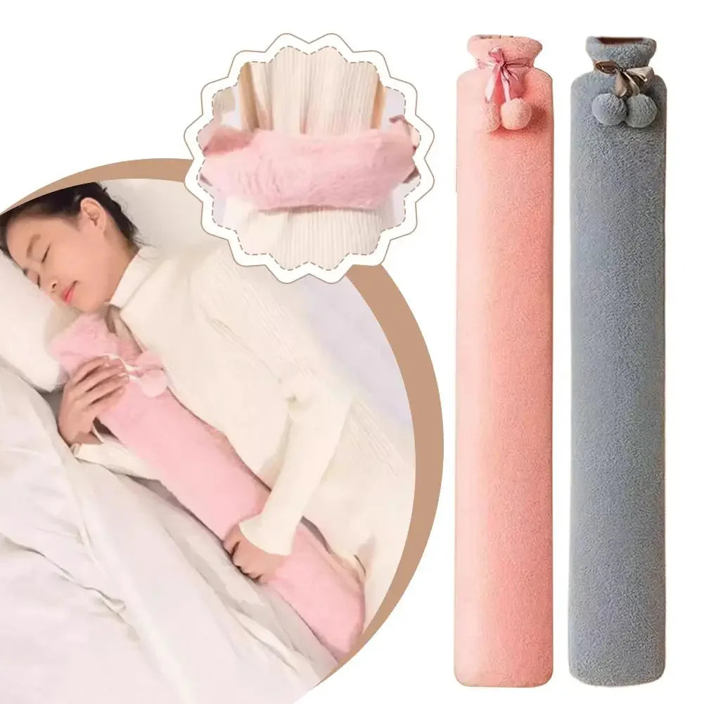 NEW 76*10cm Extra Long Hot Water Bottles Bag Leak-Proof Hot Water Filling Plush Winter Electric-Free Bed Heater Hand Foot Warmer Peaceful Pleasures Health and Wellness