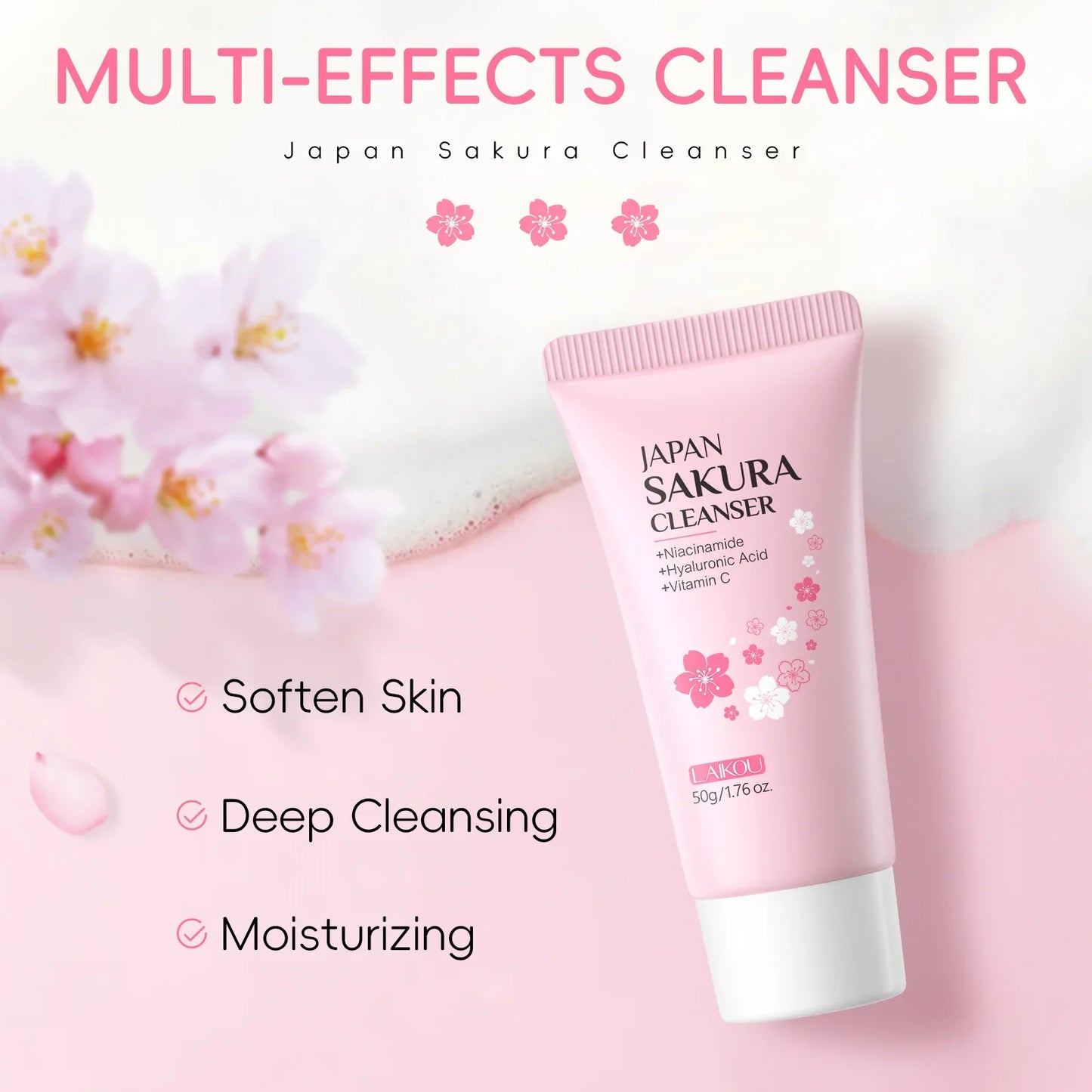 Lecco Sakura Facial Cleanser 50g – Hydrating Face Wash