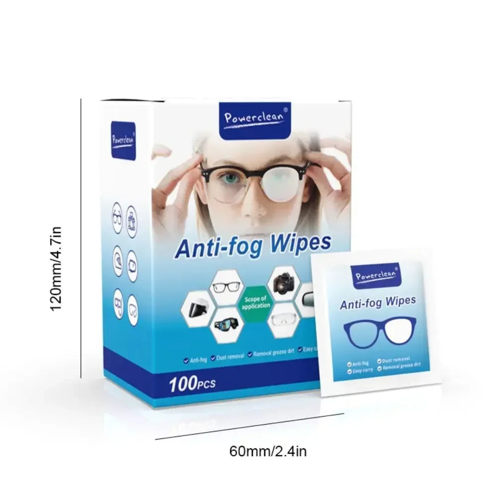 100-Pack Disposable Lens Wipes – Anti-Fog, Streak-Free Clean