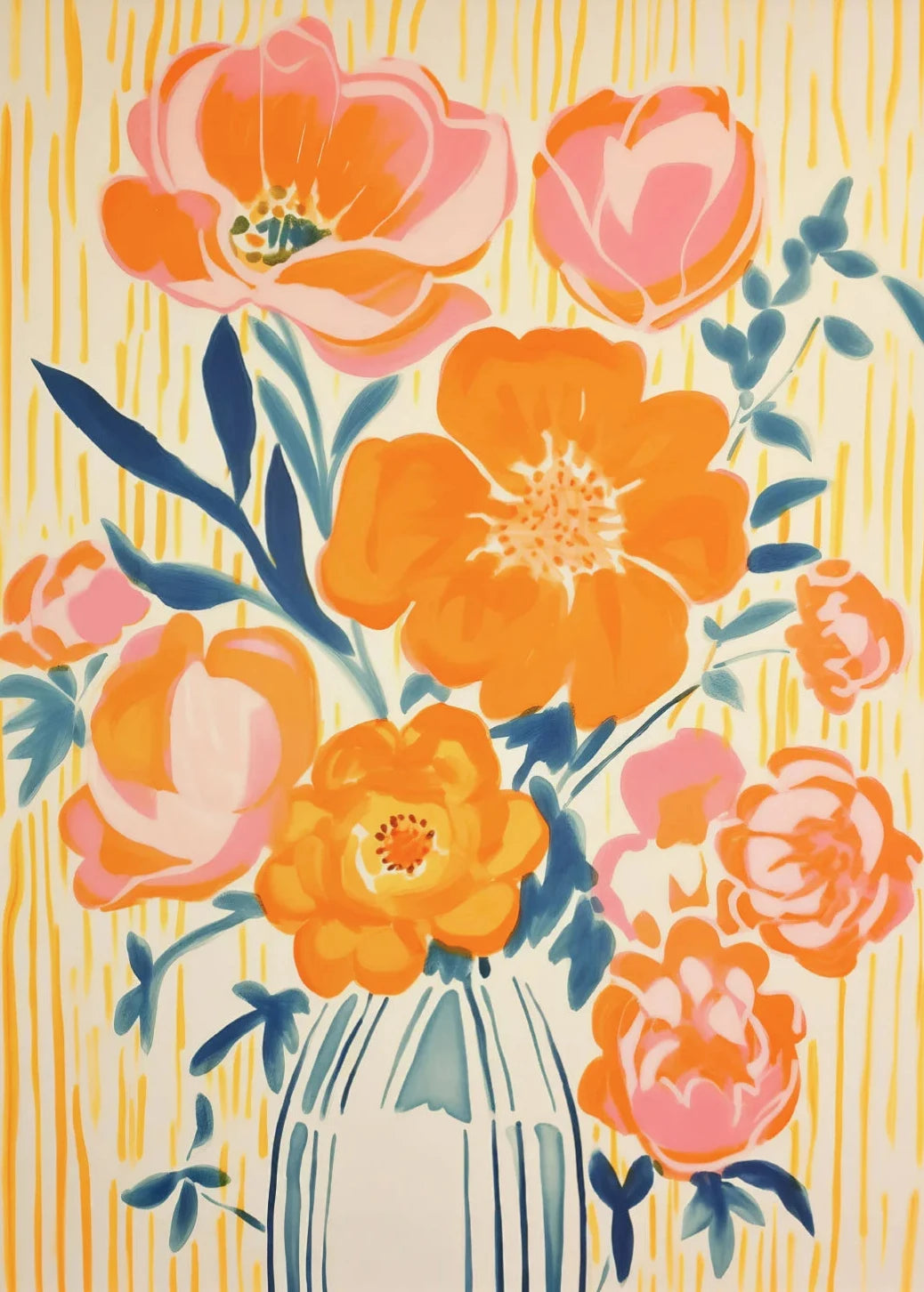 Gouache Wildflower Botanical Canvas Wall Art | Spring Floral Print