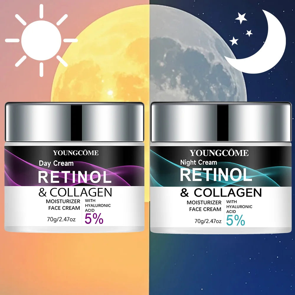 Retinol & Collagen Day Night Moisturizer with Hyaluronic Acid - Hydrating Face Cream for Tender Skin | All Skin Types Organic Fo Peaceful Pleasures Health and Wellness