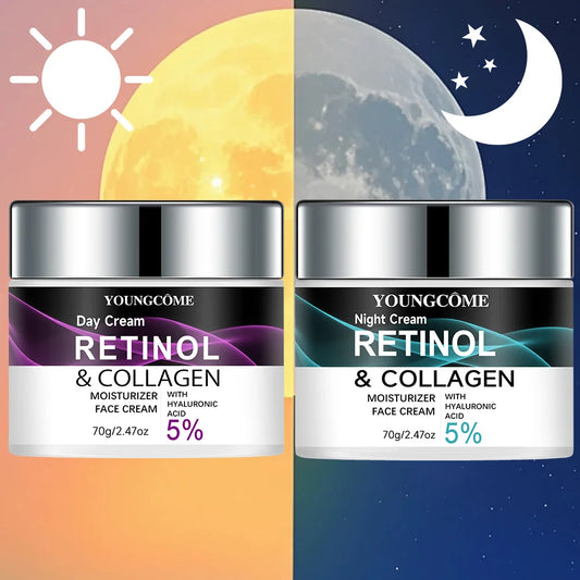 Retinol & Collagen Day Night Moisturizer with Hyaluronic Acid - Hydrating Face Cream for Tender Skin | All Skin Types Organic Fo Peaceful Pleasures Health and Wellness