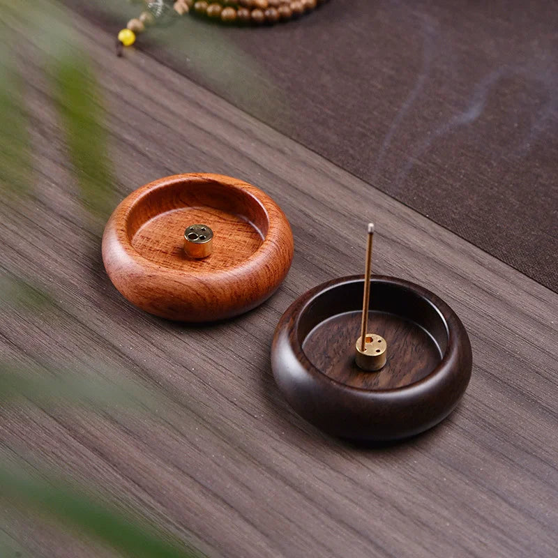 Solid Wood Incense Holder & Ash Catcher Bowl – 4-Hole Incense Burner for Meditation, Yoga, Living Room & Tea House