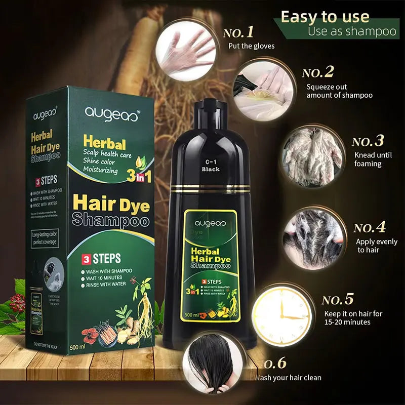 Natural Plant Hair Dye Shampoo – 6 Colors, Fast Gray Coverage, 30–500ml Peaceful Pleasures Health and Wellness