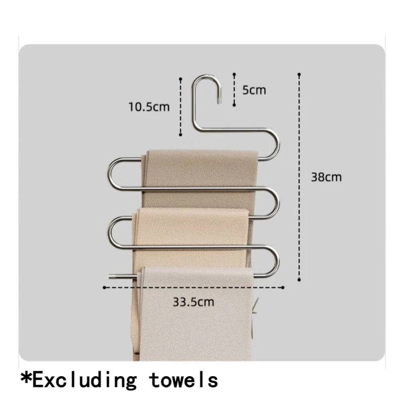 1PC Non-slip Pant Storage Rack Cloth Rack 5 Layers Multi-functional Clothes Hangers Multiple Functions for Hanging and Storage Peaceful Pleasures Health and Wellness 1PC