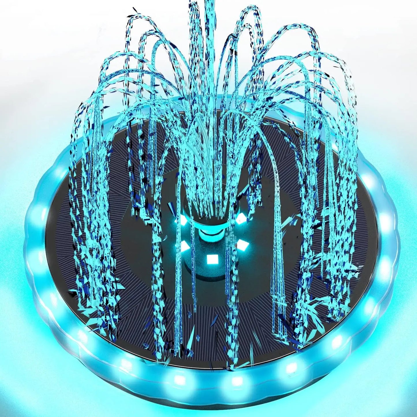 AISITIN Solar Fountain LED Lights & Battery – Bird Bath & Garden
