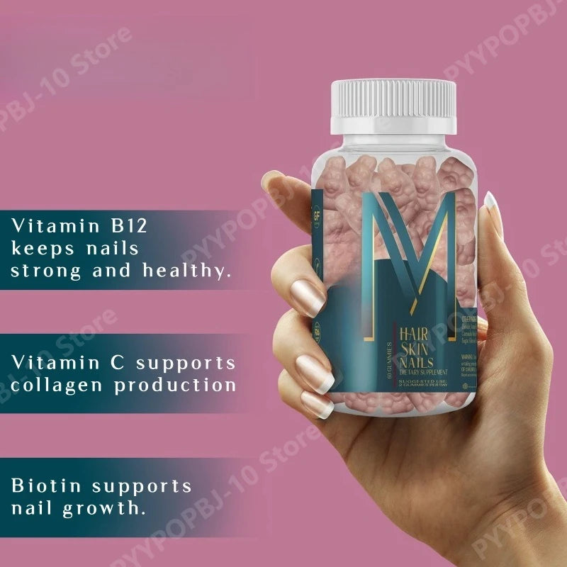 Hair Skin & Nail Biotin Gummy Vitamins – 60 Count Daily