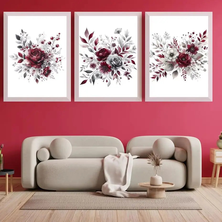 Nordic Rose Botanical Canvas Wall Art | Minimalist Floral Print Botanical Canvas Print Peaceful Pleasures Health and Wellness