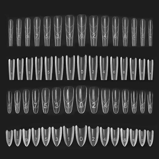 240Pcs Clear Building Nail Mold Tips Nail Extension Form Full Cover Finger Nail Arts Extend Builder Mold False Manicure Tool Peaceful Pleasures Health and Wellness