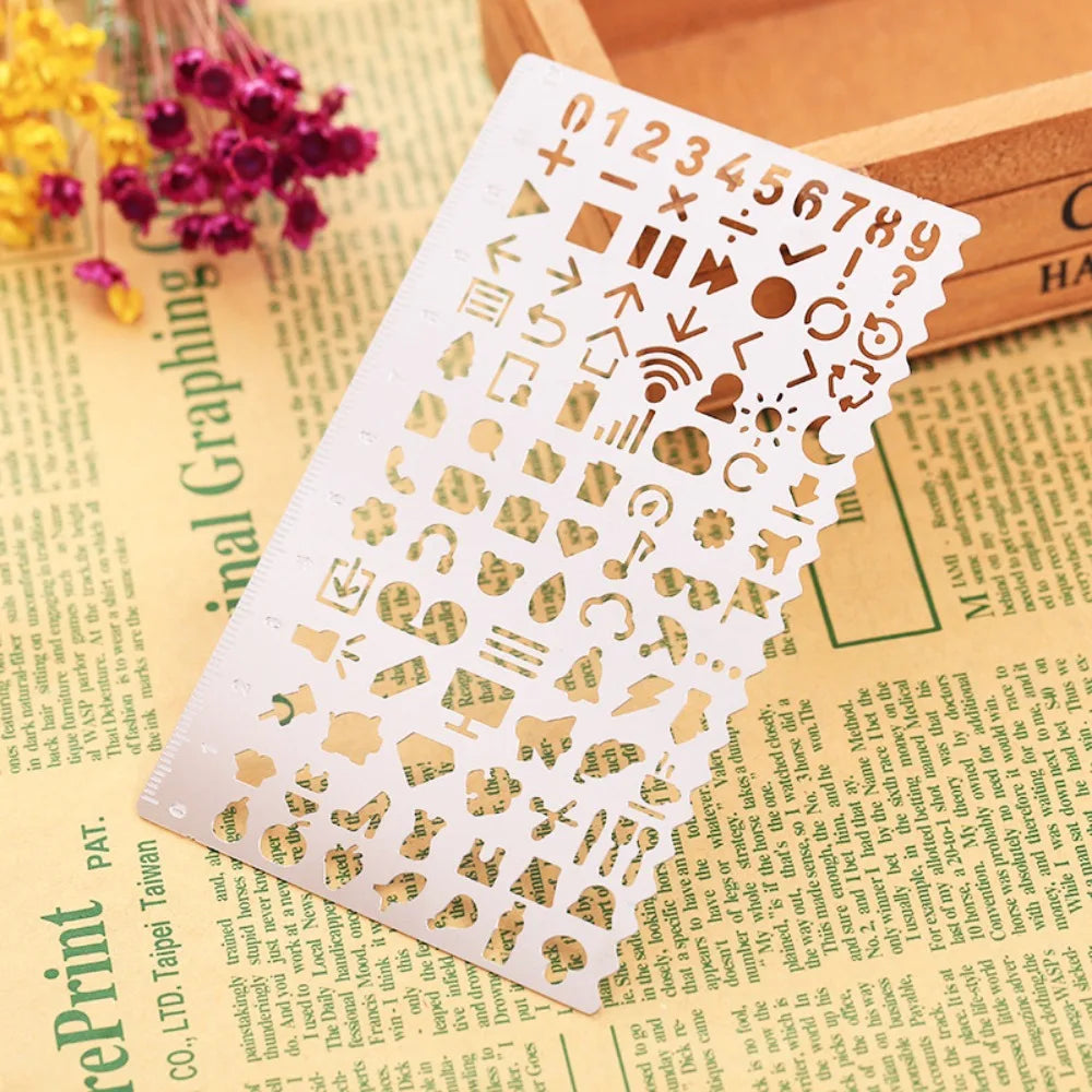 Cat Shape Template Ruler Stainless Steel School Projects Hollowed Out Ruler Pocket-Sized Vintage Drawing Template Ruler Peaceful Pleasures Health and Wellness Life Element