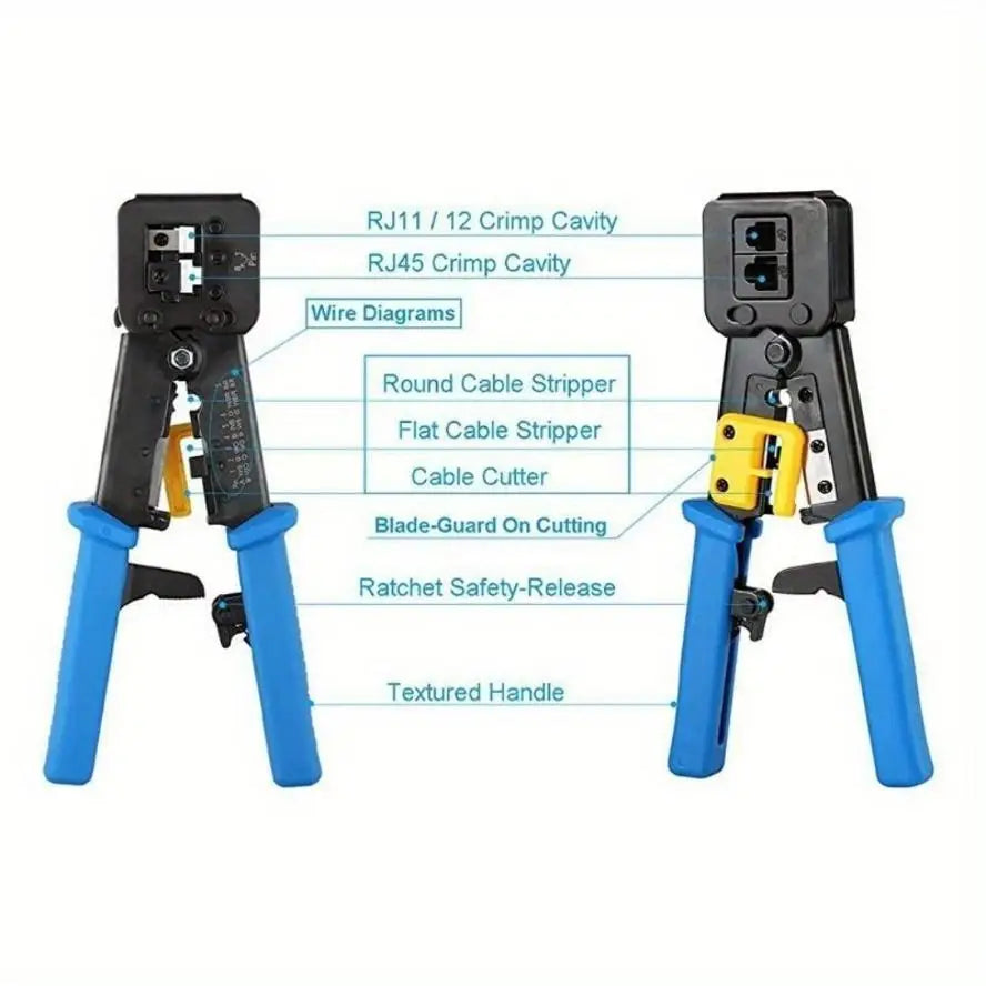 Crimping Tool Ethernet Crimper Cat6 Cat5 Cat5e RJ45 Pass Through