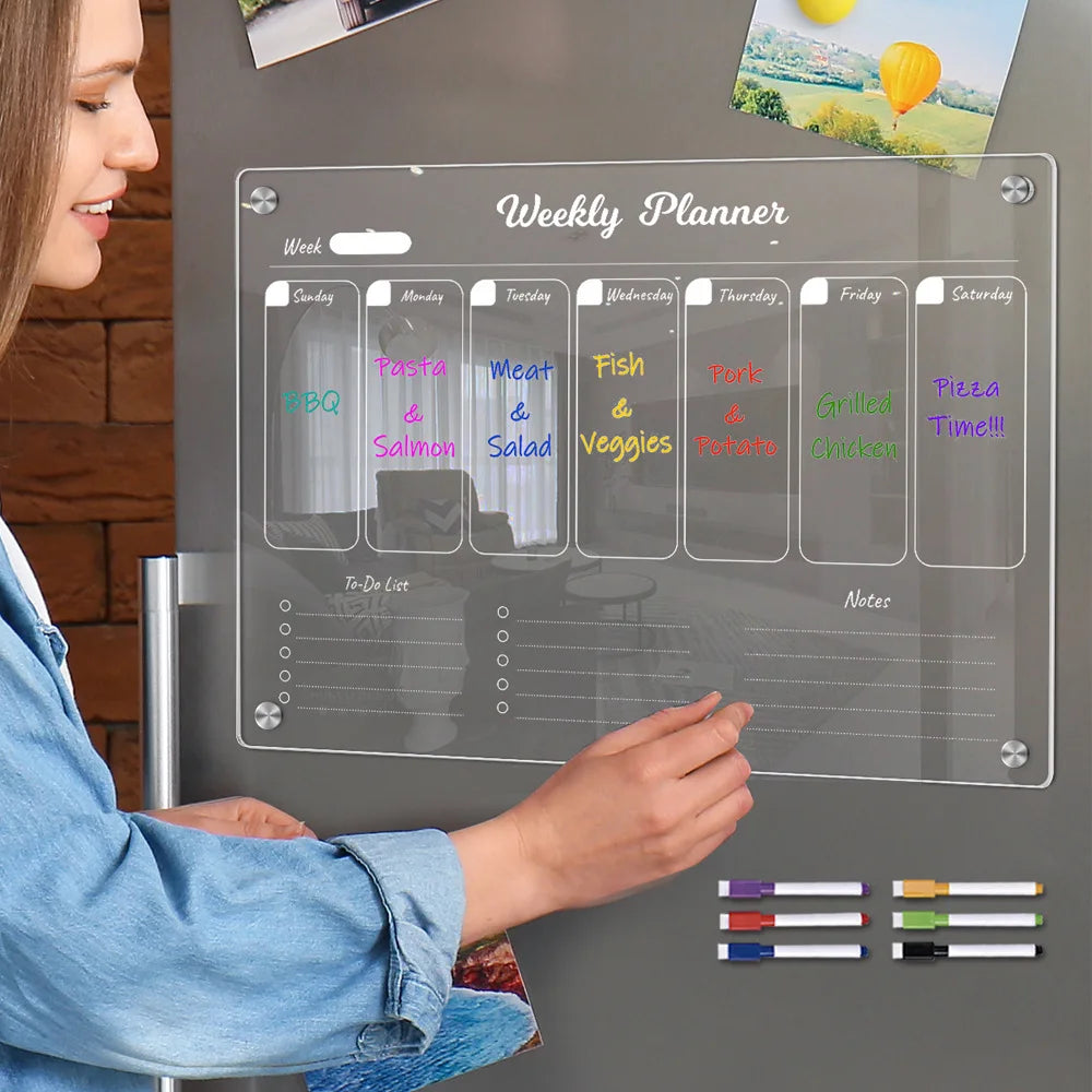 A4 Weekly Planner Magnetic Board Transparent Acrylic Memo Note
