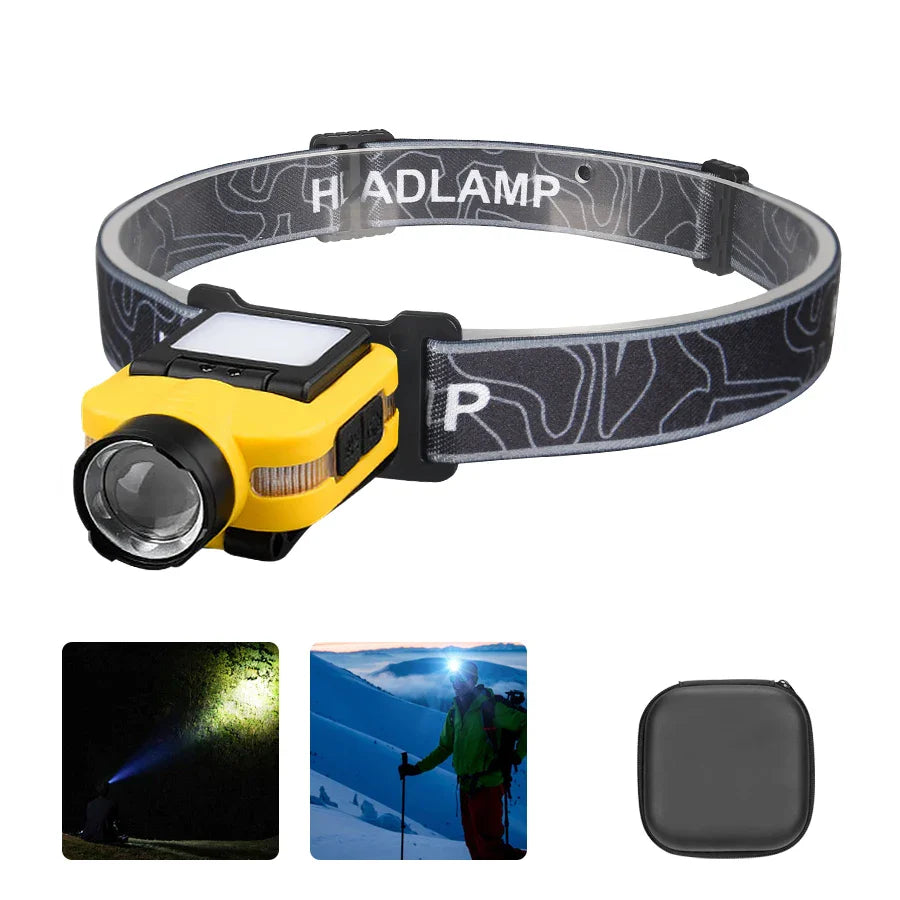 COB LED Rechargeable Headlamp – 5 Modes, 200LM & Pen Clip