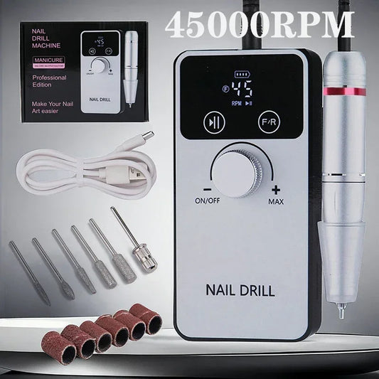 45000 RPM Rechargeable Electric Nail Drill Machine – Low Noise Electric Nail Drill Peaceful Pleasures Health and Wellness