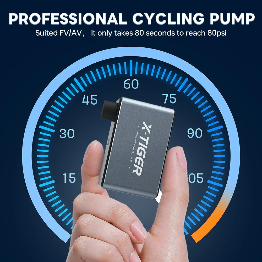X-TIGER 120PSI Mini Electric Bike Pump – Rechargeable Portable
