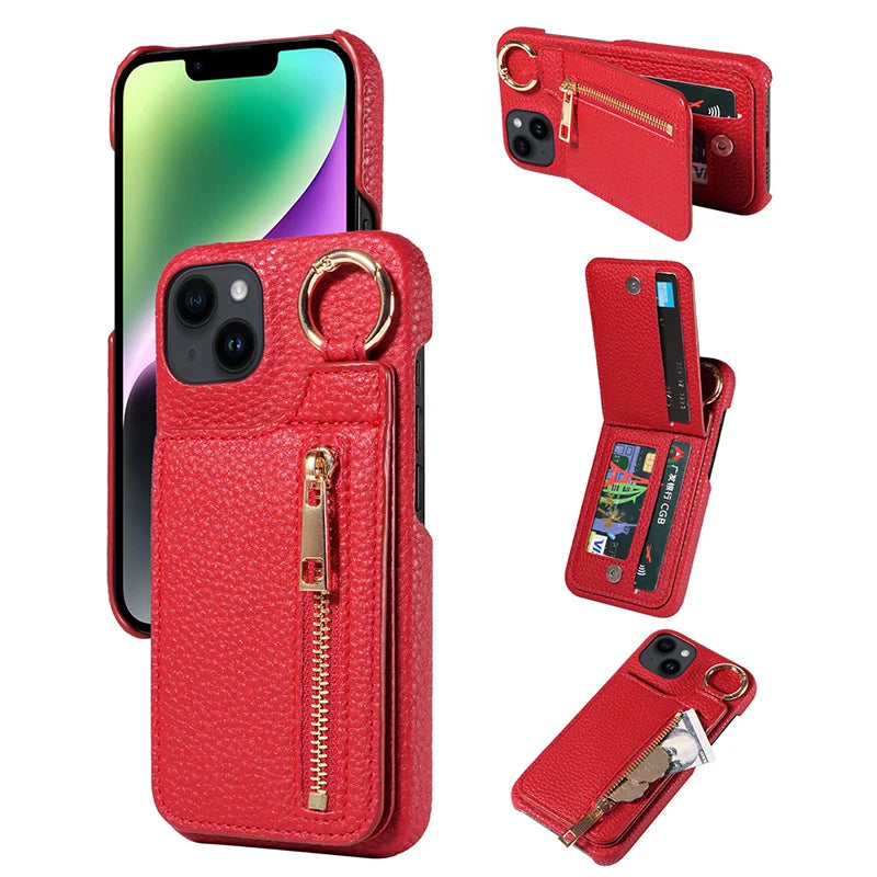 Case for iphone 17 pro max leather case for iphone 15 pro max with pocket for iphone wallet magsafe Phone case card storage Peaceful Pleasures Health and Wellness Red iPhone 13 mini